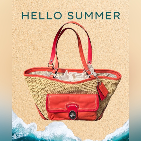 Coach Handbags - Coach Stylish Orange and Tan Women's Tote Bag